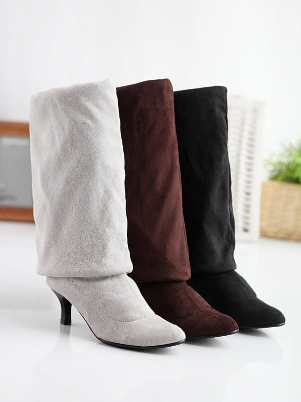 Botas altas de ante en color liso
