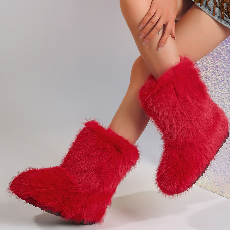 Botas esponjosas de felpa hasta media pierna