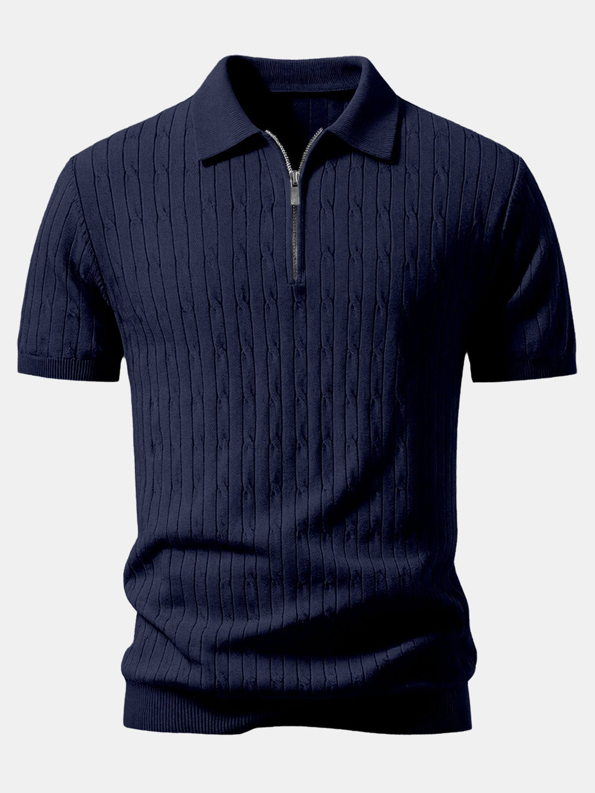 Polo de punto de jacquard retorcido con cremallera