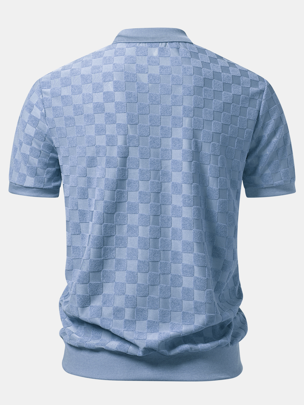 Polo de punto con cuello en V y tablero de ajedrez