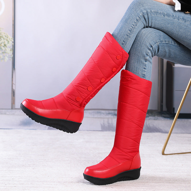 Botas de nieve cálidas con cuña y suela gruesa