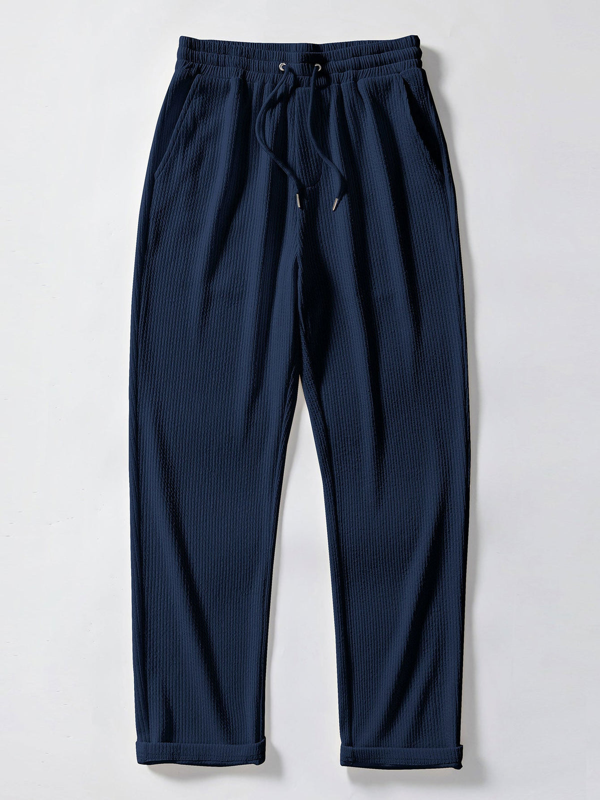 Camisa ajustada musculosa con cuello alto acanalado & Pantalones acanalados de pierna recta