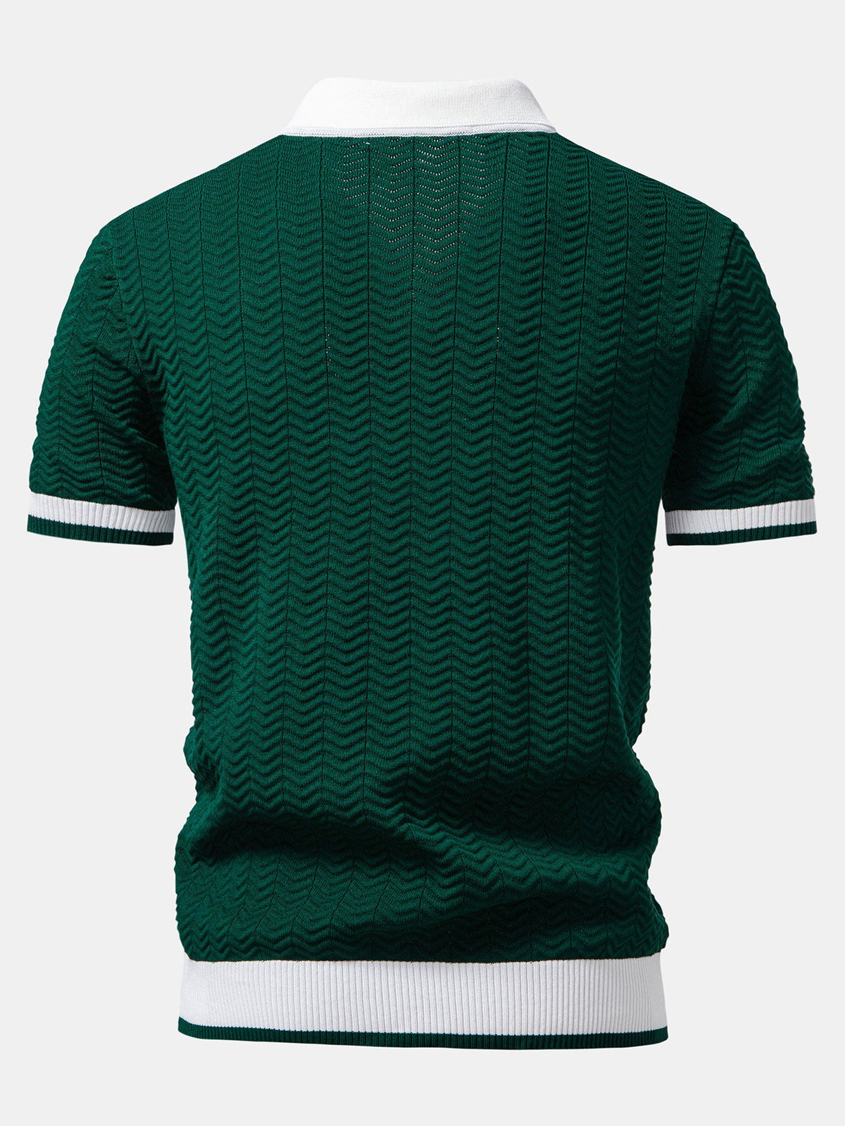 Polo de punto con cuello en V y contraste de textura