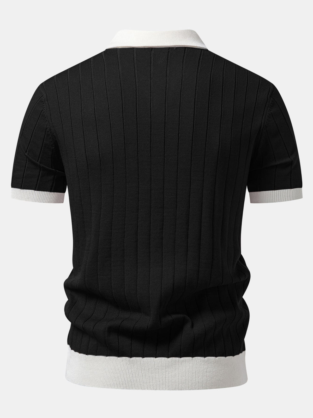 Polo con cuello Johnny y raya de ribete en contraste