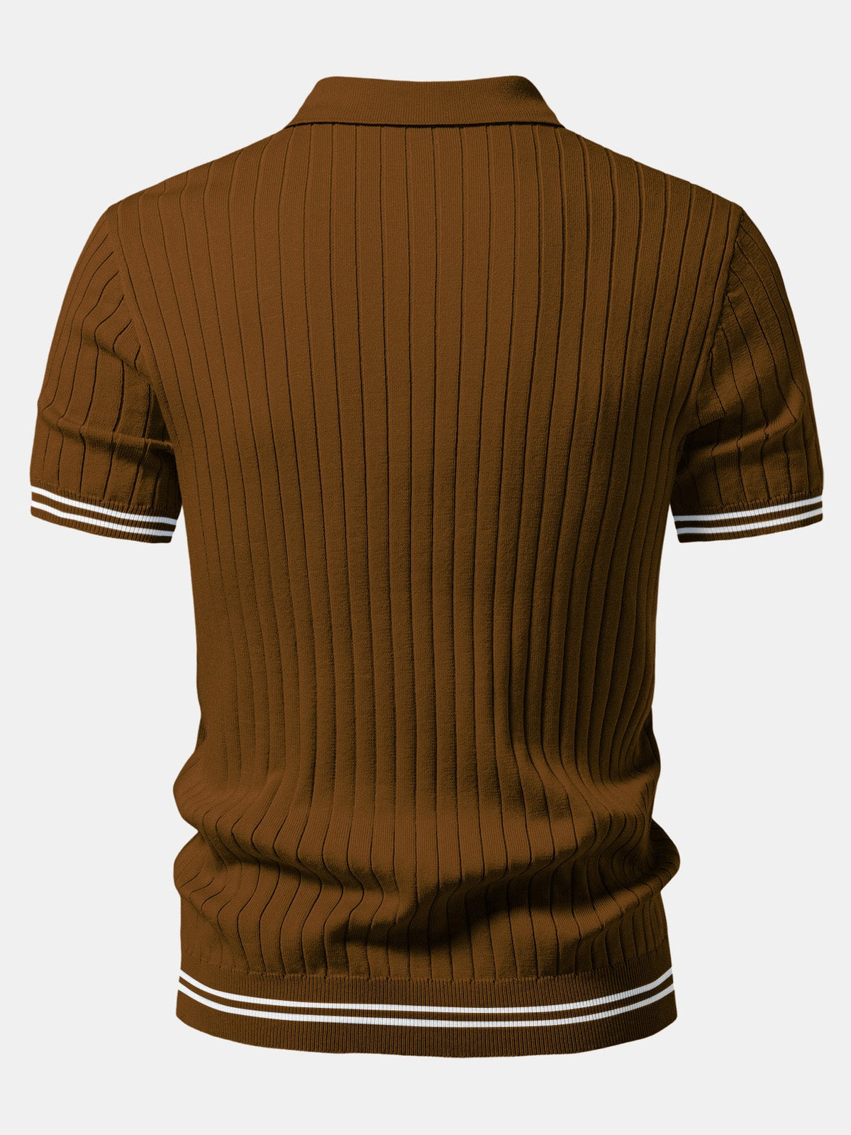 Polo de punto con cuello Johnny y ribete en contraste