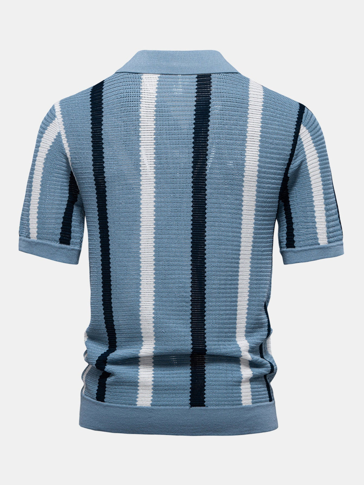 Polo de punto con cuello en V a rayas