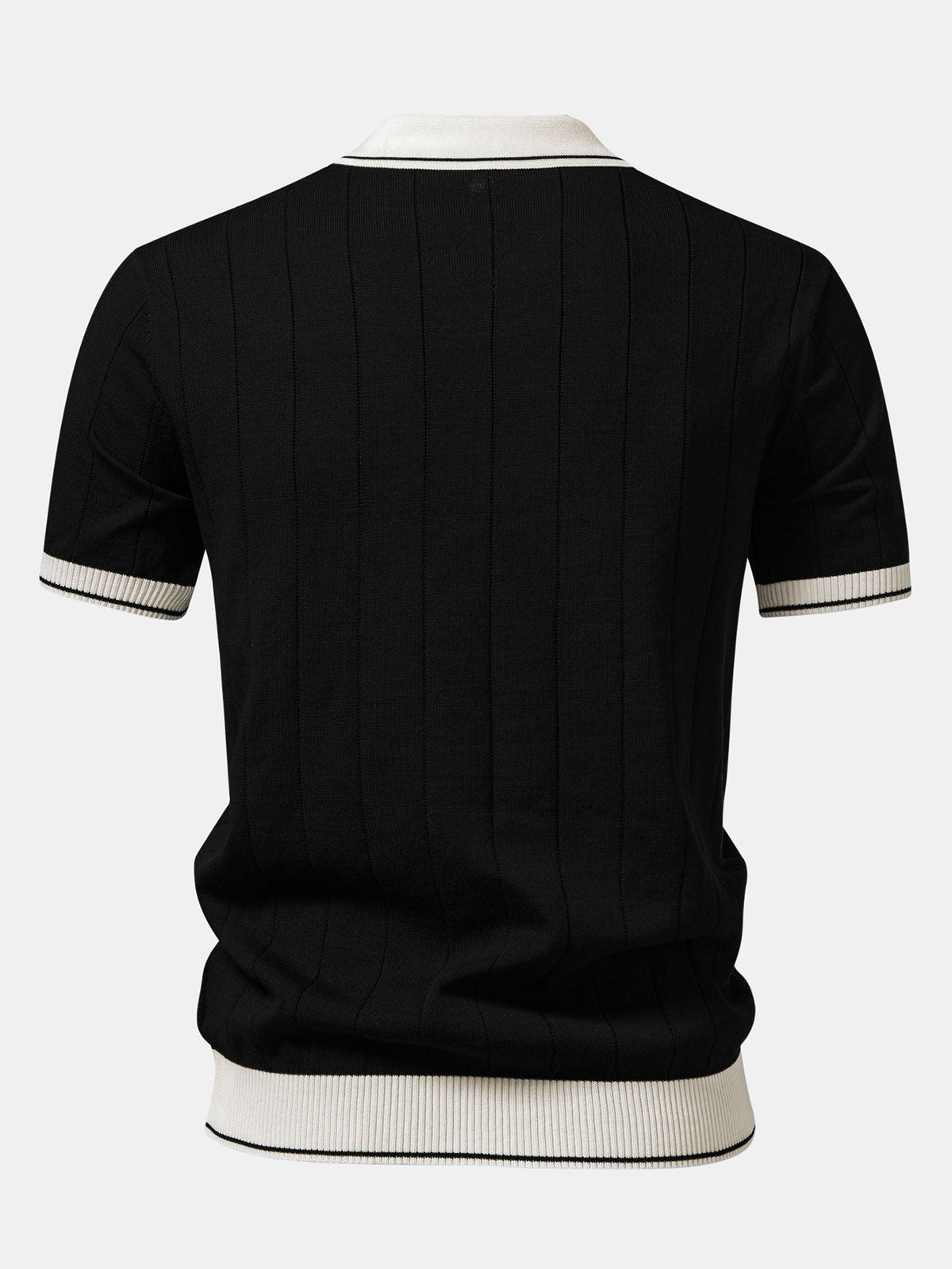 Polo de punto con cuello Johnny acanalado y ribete en contraste