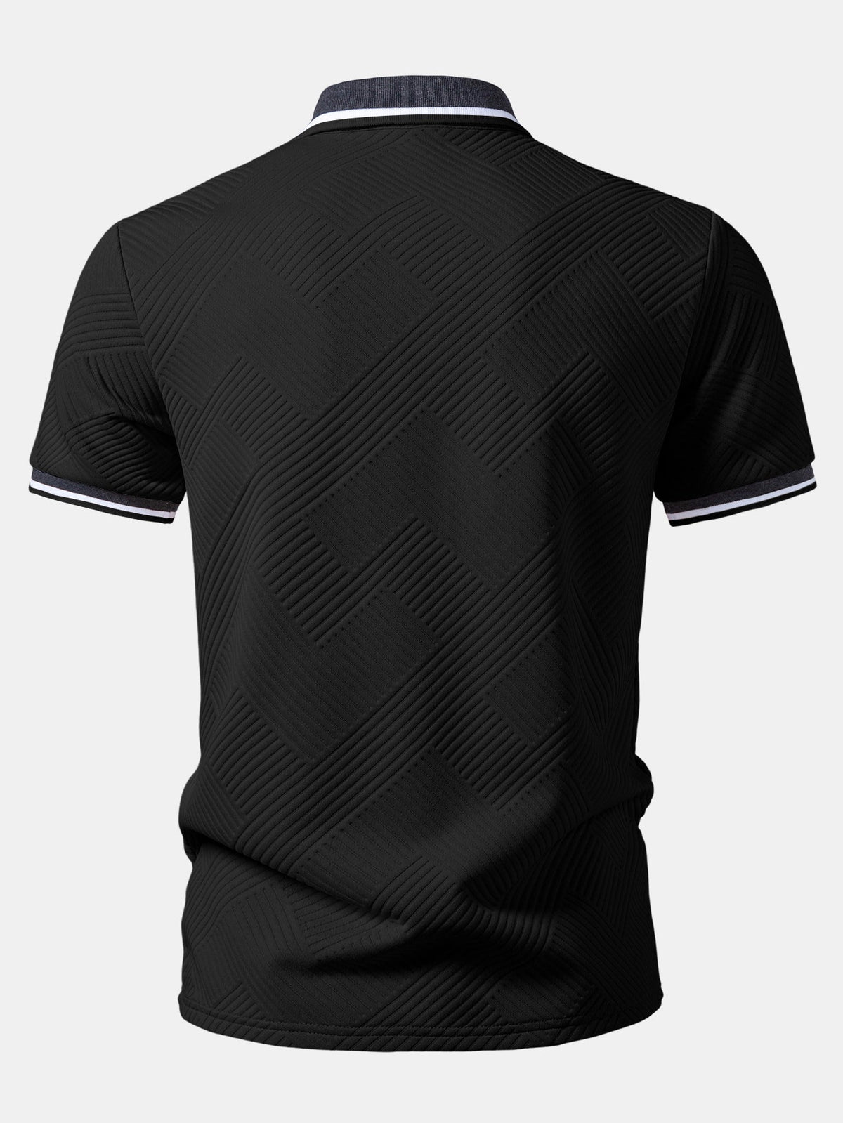Camisa Polo de jacquard con rayas y ribete en contraste