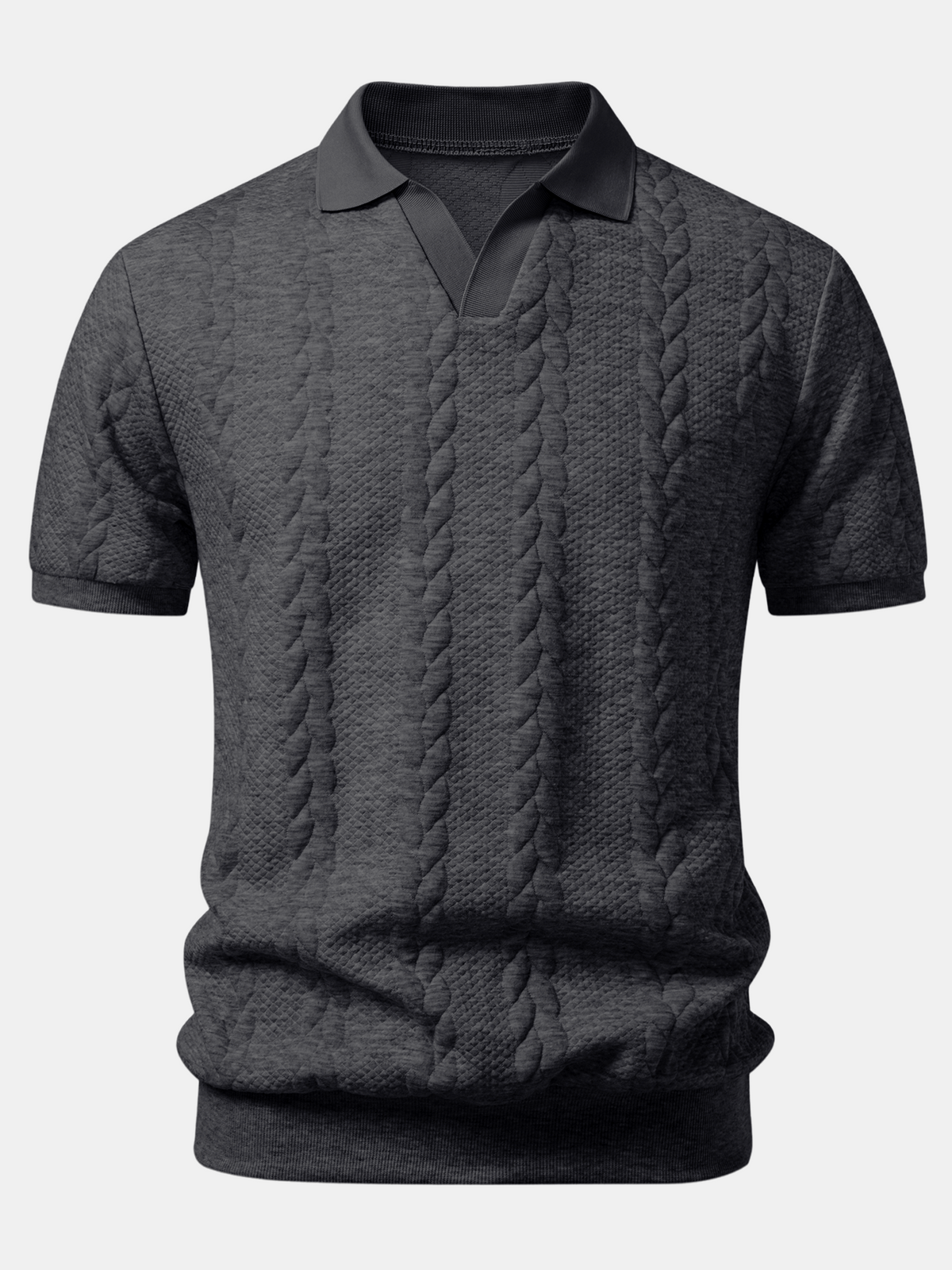 Polo de cuello en V de jacquard retorcido