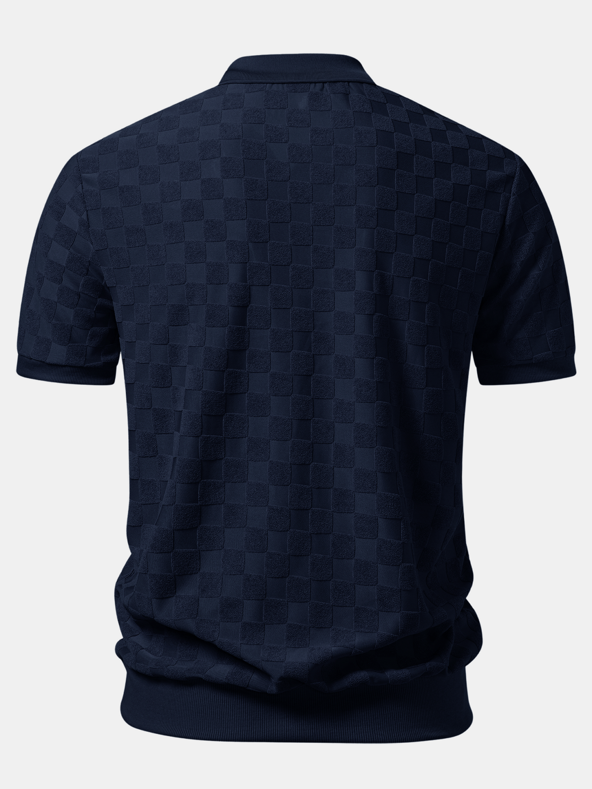 Polo de punto con cuello en V y tablero de ajedrez
