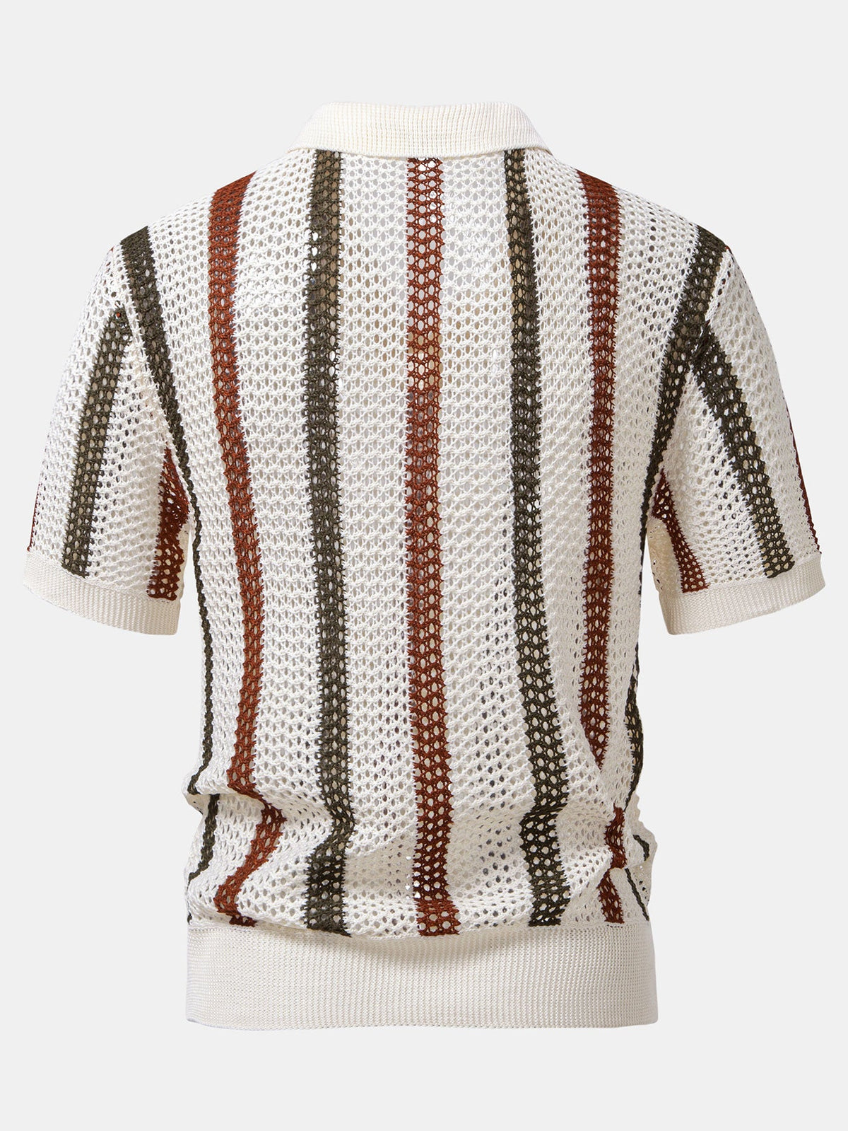 Polo de crochet a rayas con cuello en V