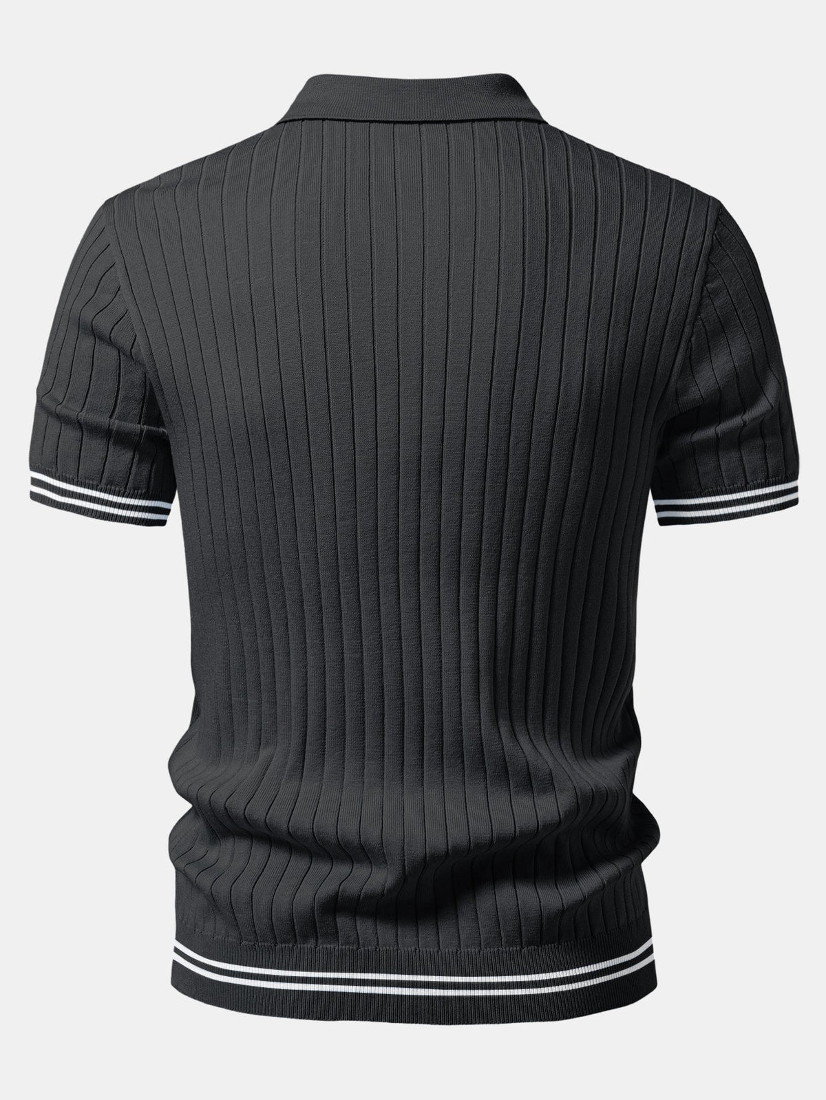 Polo de punto con cuello Johnny y ribete en contraste
