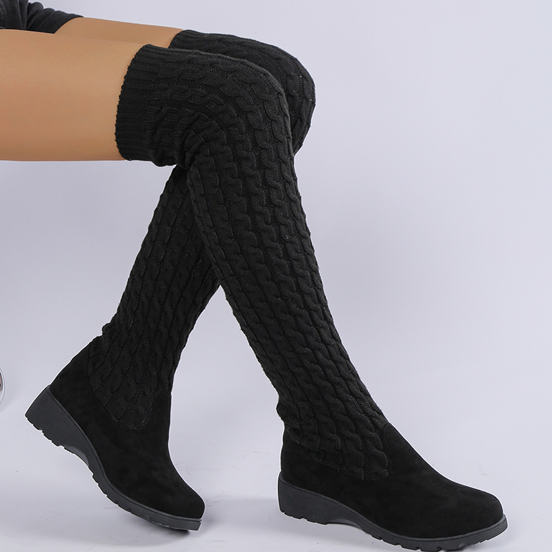 Botas calcetín elásticas de punto por encima de la rodilla