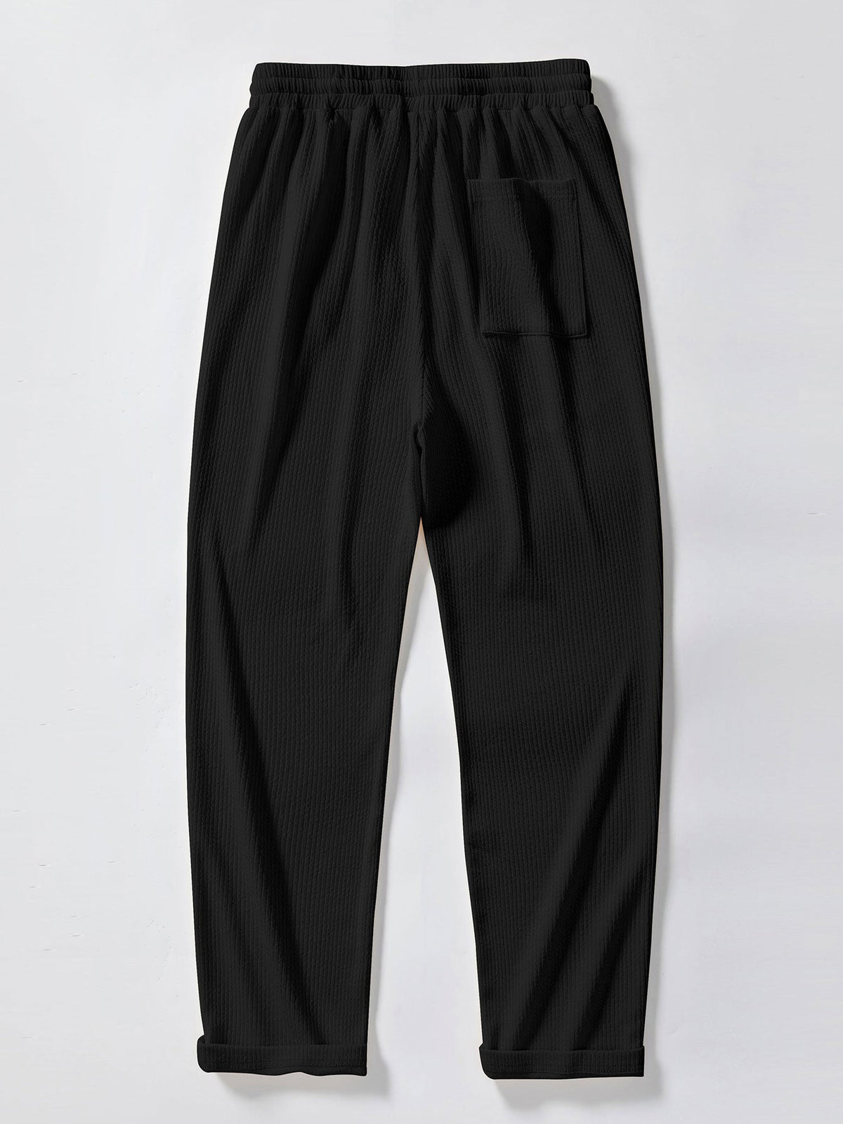 Camisa ajustada musculosa con cuello alto acanalado & Pantalones acanalados de pierna recta