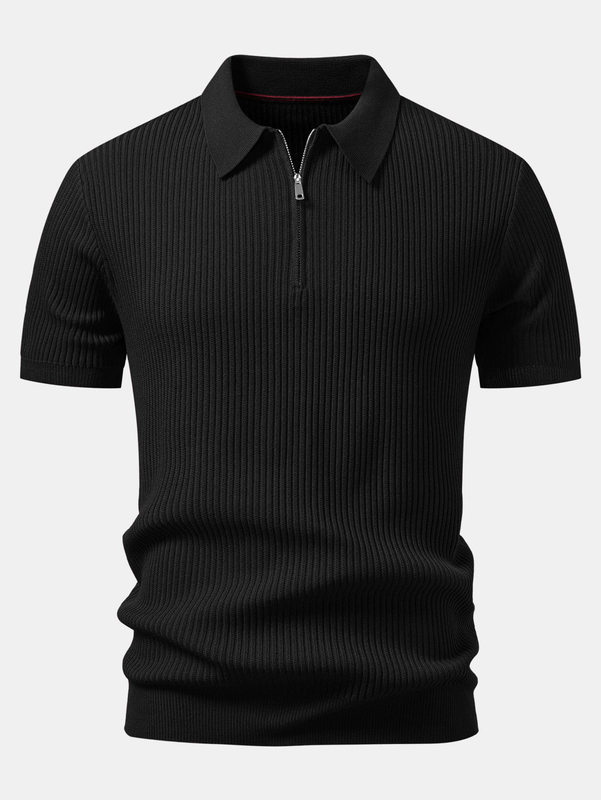 Polo de punto con cremallera y canalé