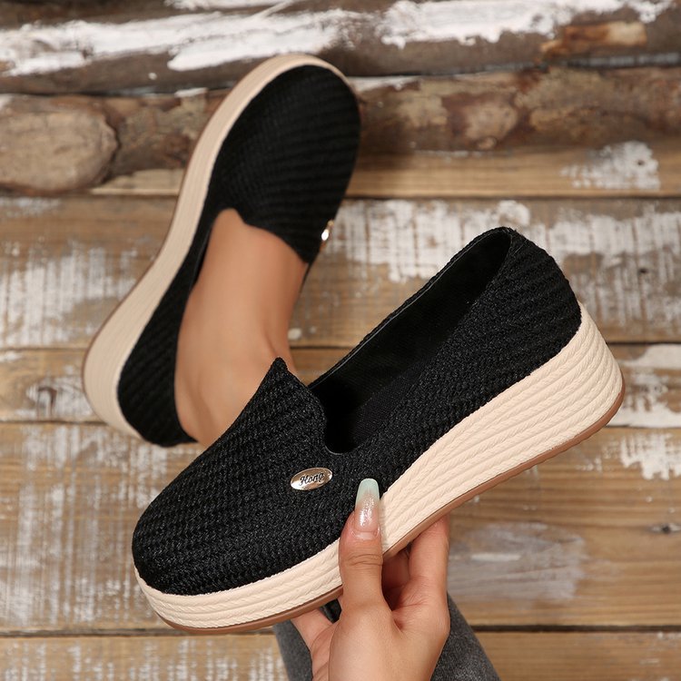 Mocasines de cuña de punto sin cordones con plataforma