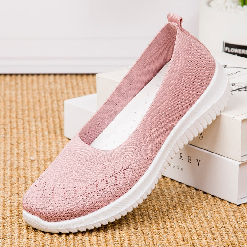 Zapatillas de punto transpirables sin cordones para caminar