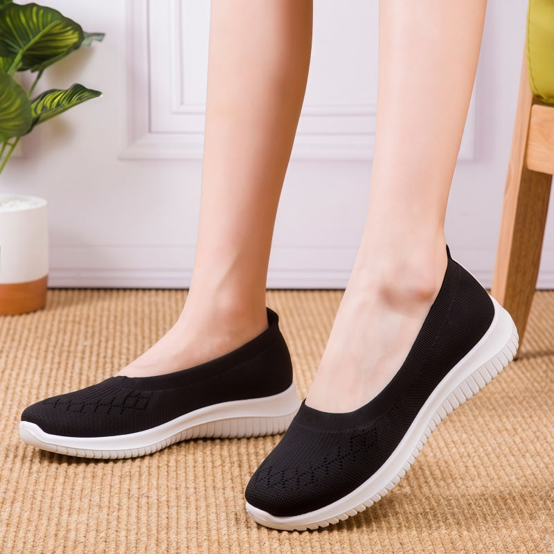 Zapatillas de punto transpirables sin cordones para caminar