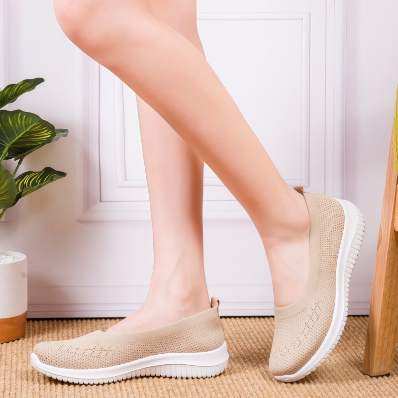Zapatillas de punto transpirables sin cordones para caminar