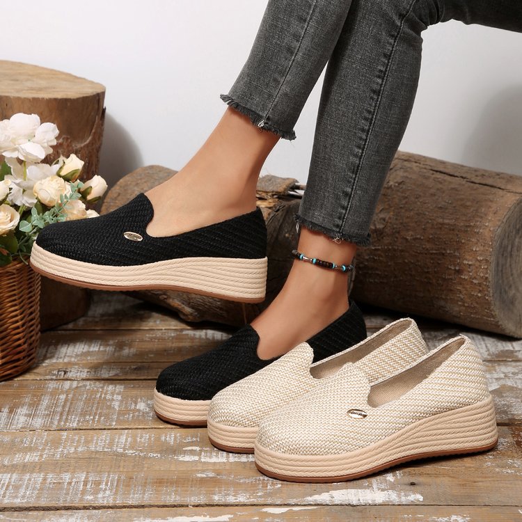Mocasines de cuña de punto sin cordones con plataforma