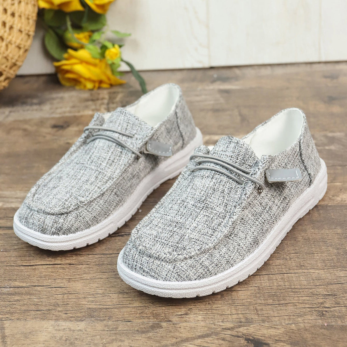 Mocasines de lona sin cordones con plataforma, cómodos