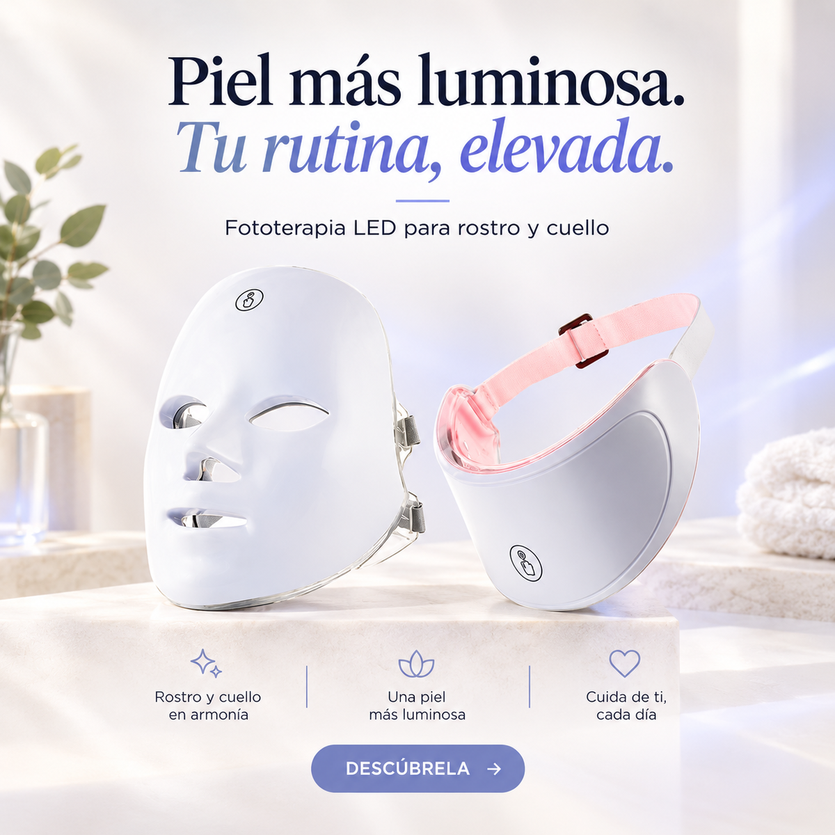 Mascarilla facial de luz LED GlowBeauty