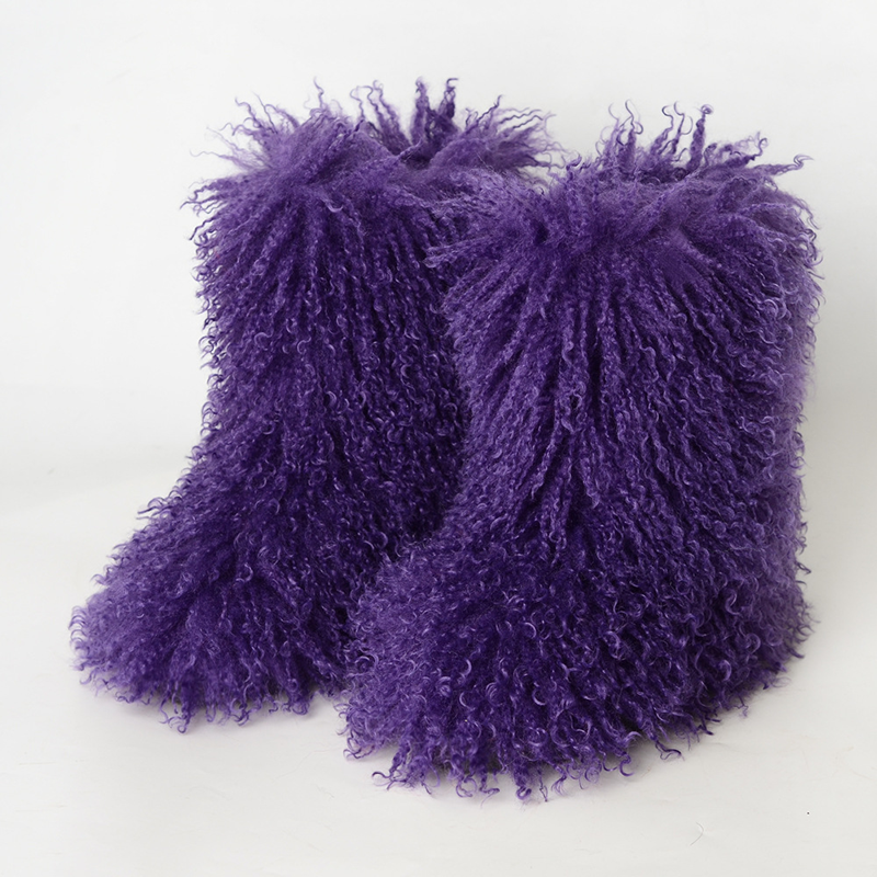Botas esponjosas de pelo rizado hasta media pierna