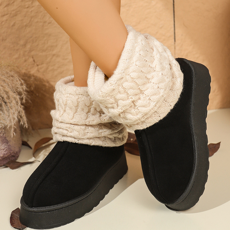 Botas de invierno con plataforma y puño de punto trenzado