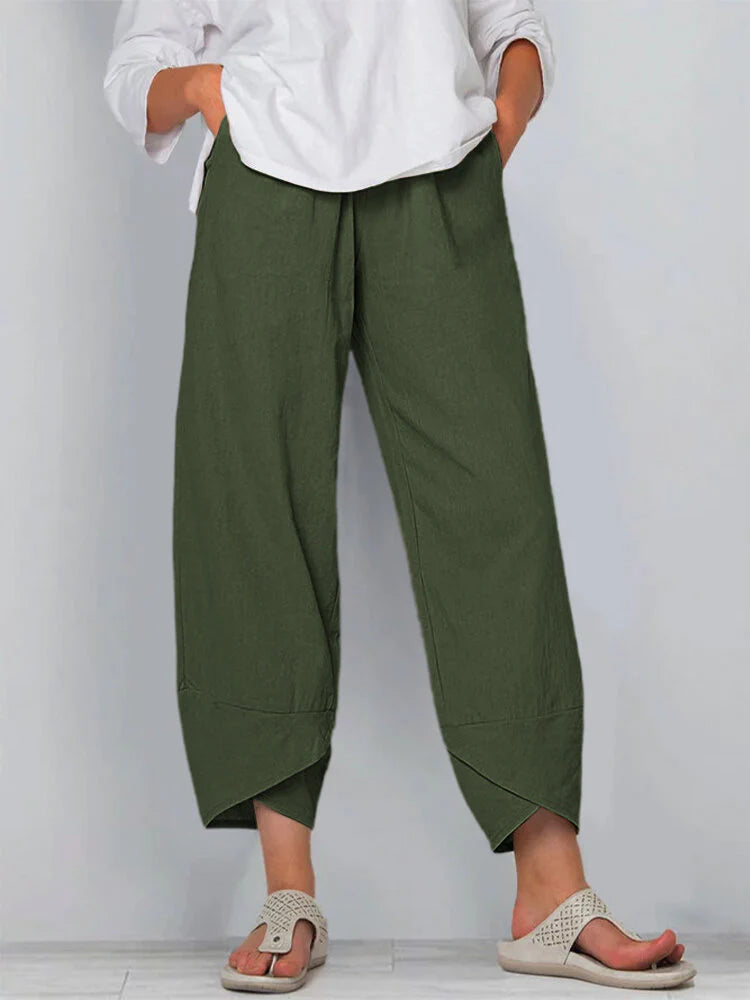 Pantalón casual liso de pernera ajustada al tobillo