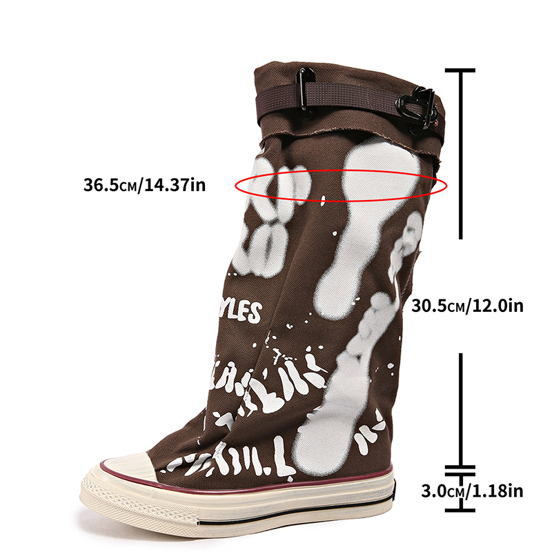 Botas de lona plegables con estampado grafiti hasta media pierna