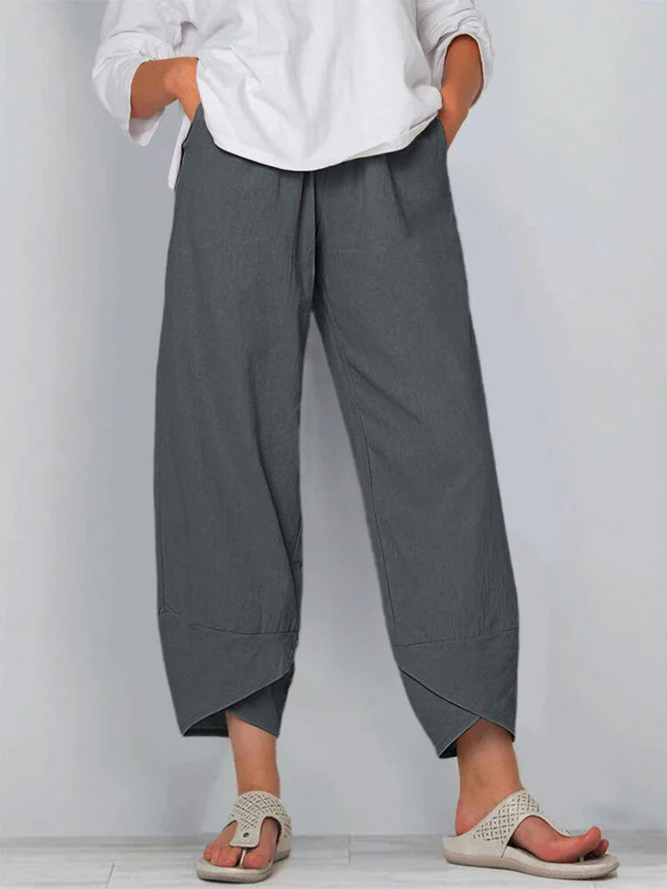 Pantalón casual liso de pernera ajustada al tobillo