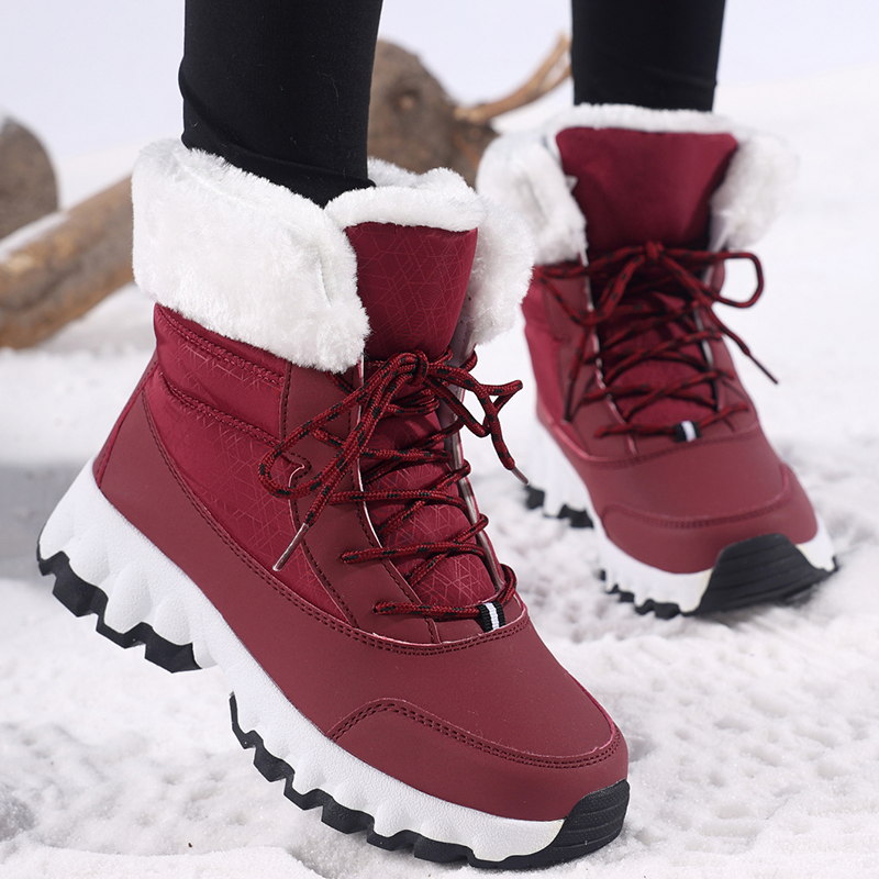 Botas de nieve de invierno con cordones hasta media pierna
