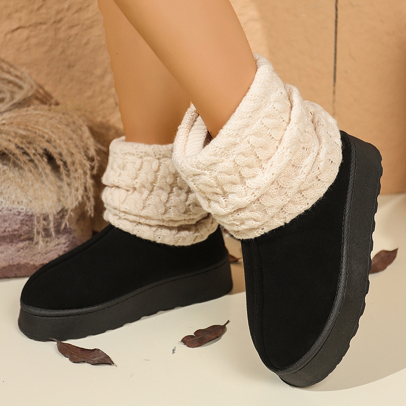 Botas de invierno con plataforma y puño de punto trenzado