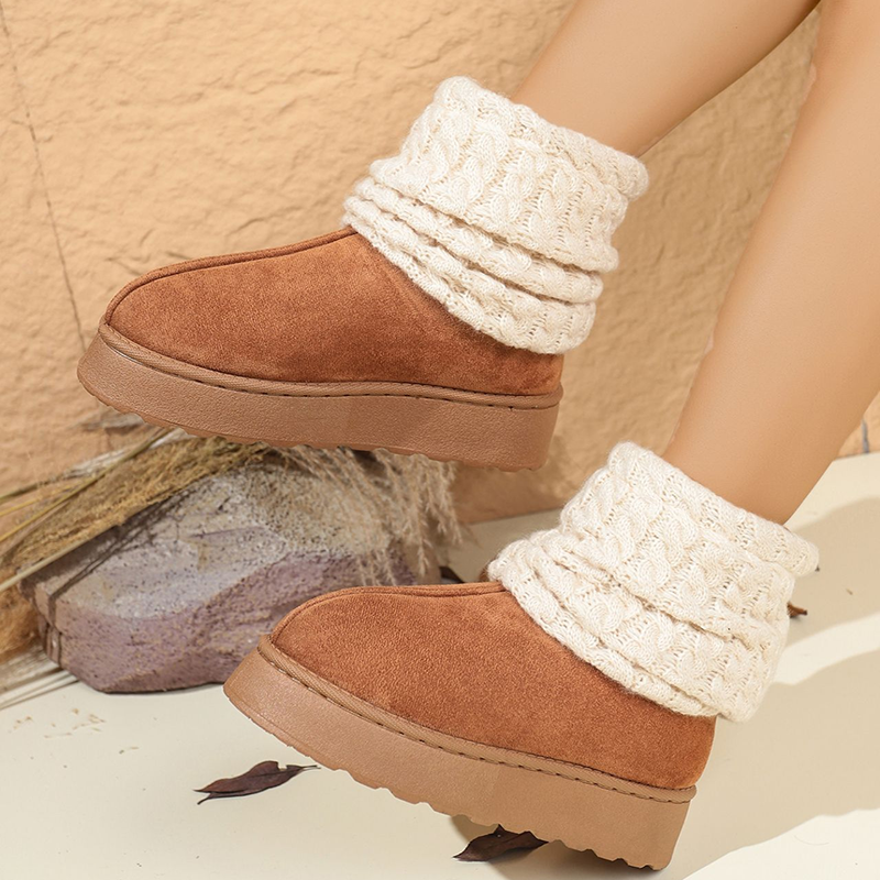 Botas de invierno con plataforma y puño de punto trenzado