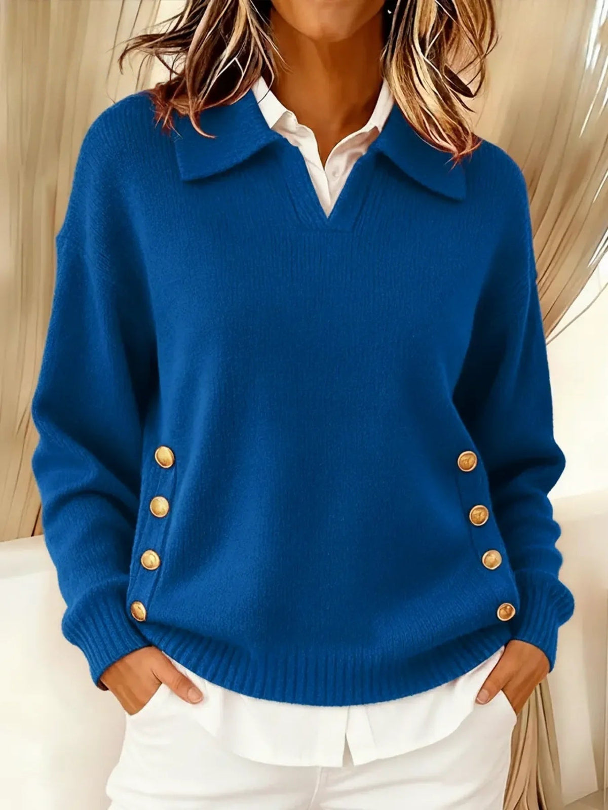 Dolores | Jersey de cuello en V con solapa