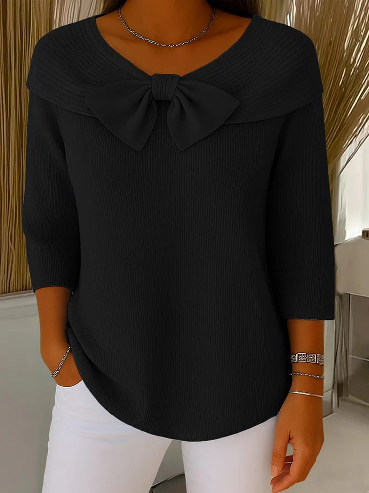 Nuria | Jersey con lazo y cuello redondo