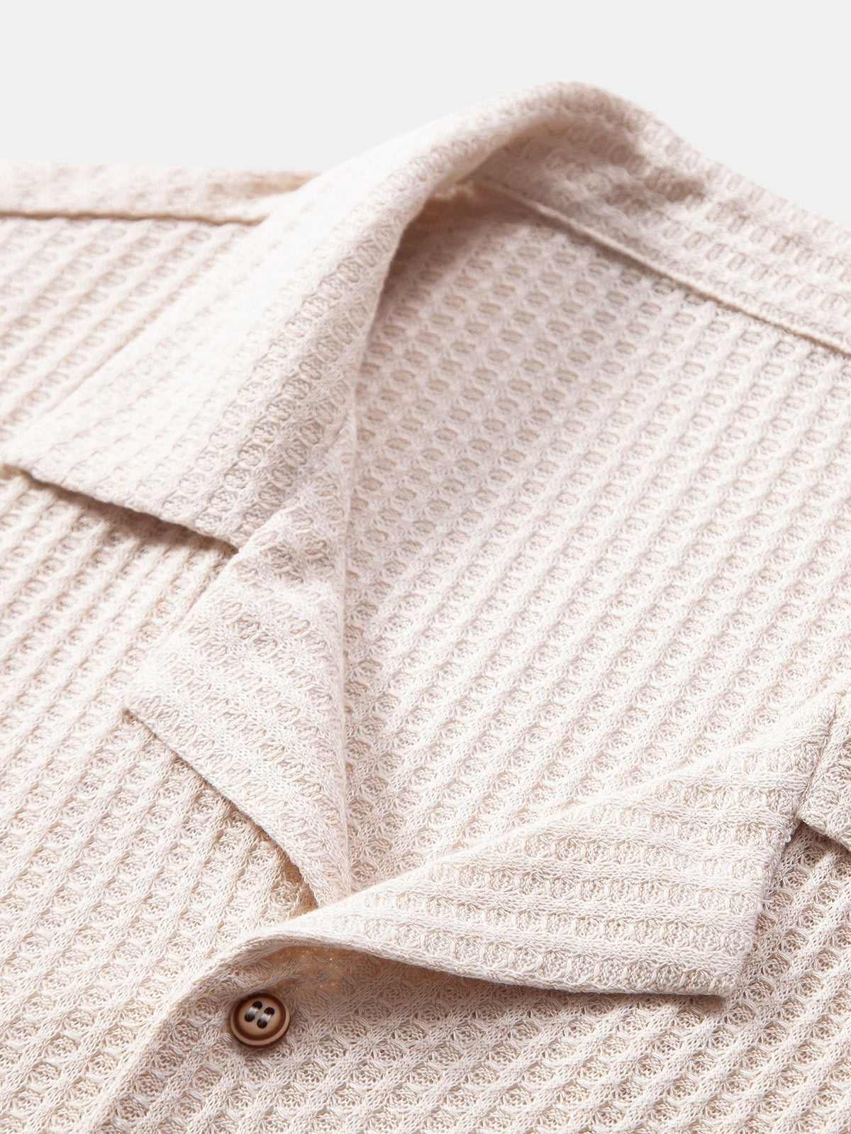 Camisa cubana de punto waffle de manga corta y pantalones de lino de pierna recta