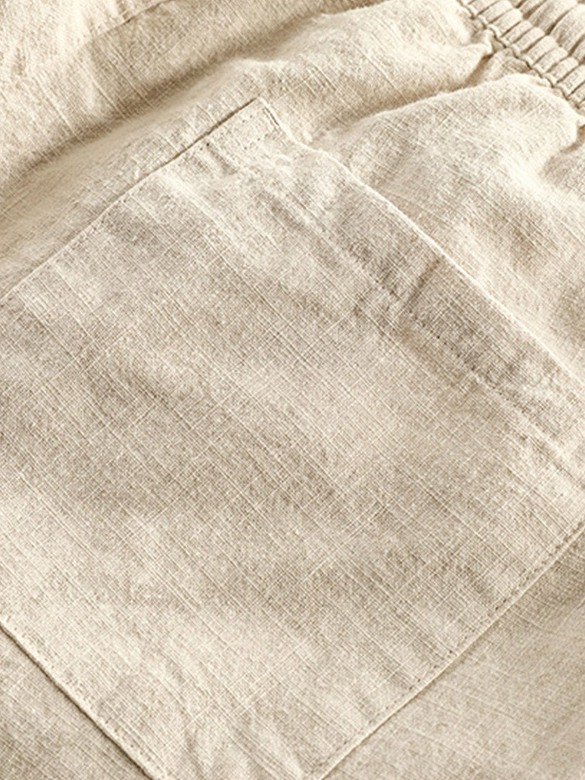Camisa de manga corta con cuello mao estilo lino y pantalones recortados de mezcla de lino y algodón