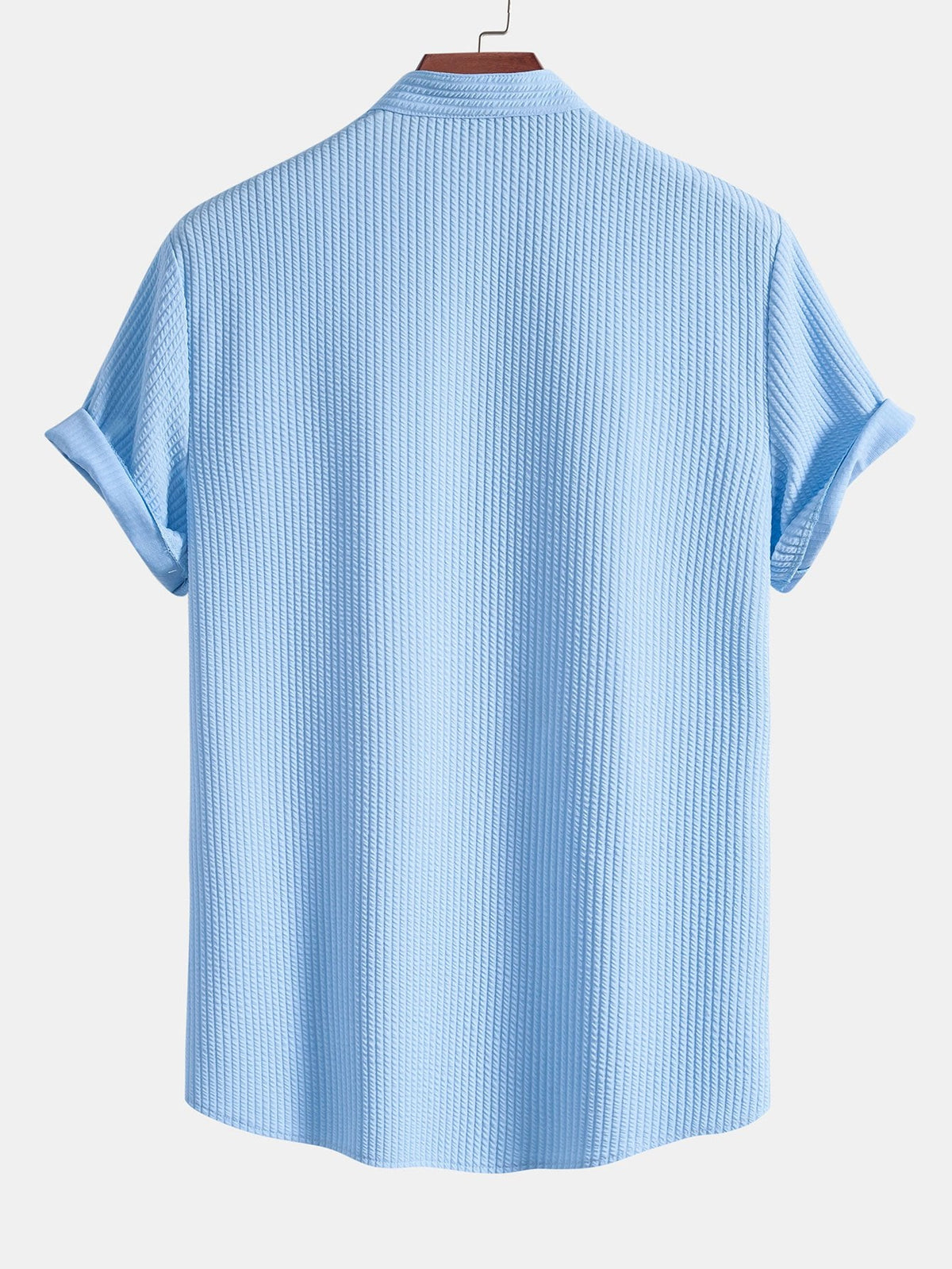 Camisa ajustada musculosa con cuello alto acanalado & Pantalones acanalados de pierna recta