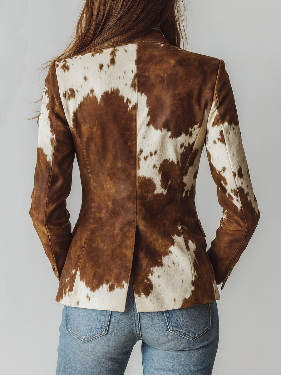 Blazer vintage con estampado de vaca Agathe