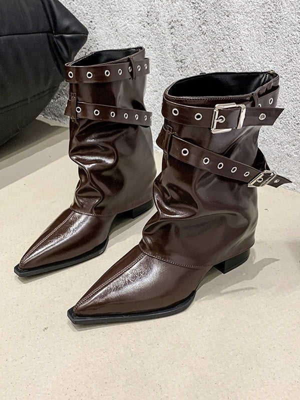 Botas Martin retro con puntera en punta y tacón ancho