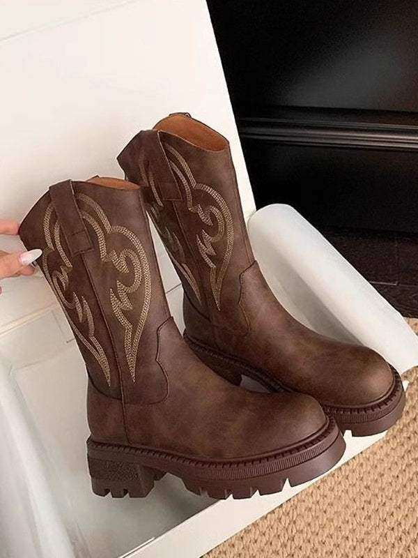 Botas versátiles de media caña en microfibra con suela gruesa