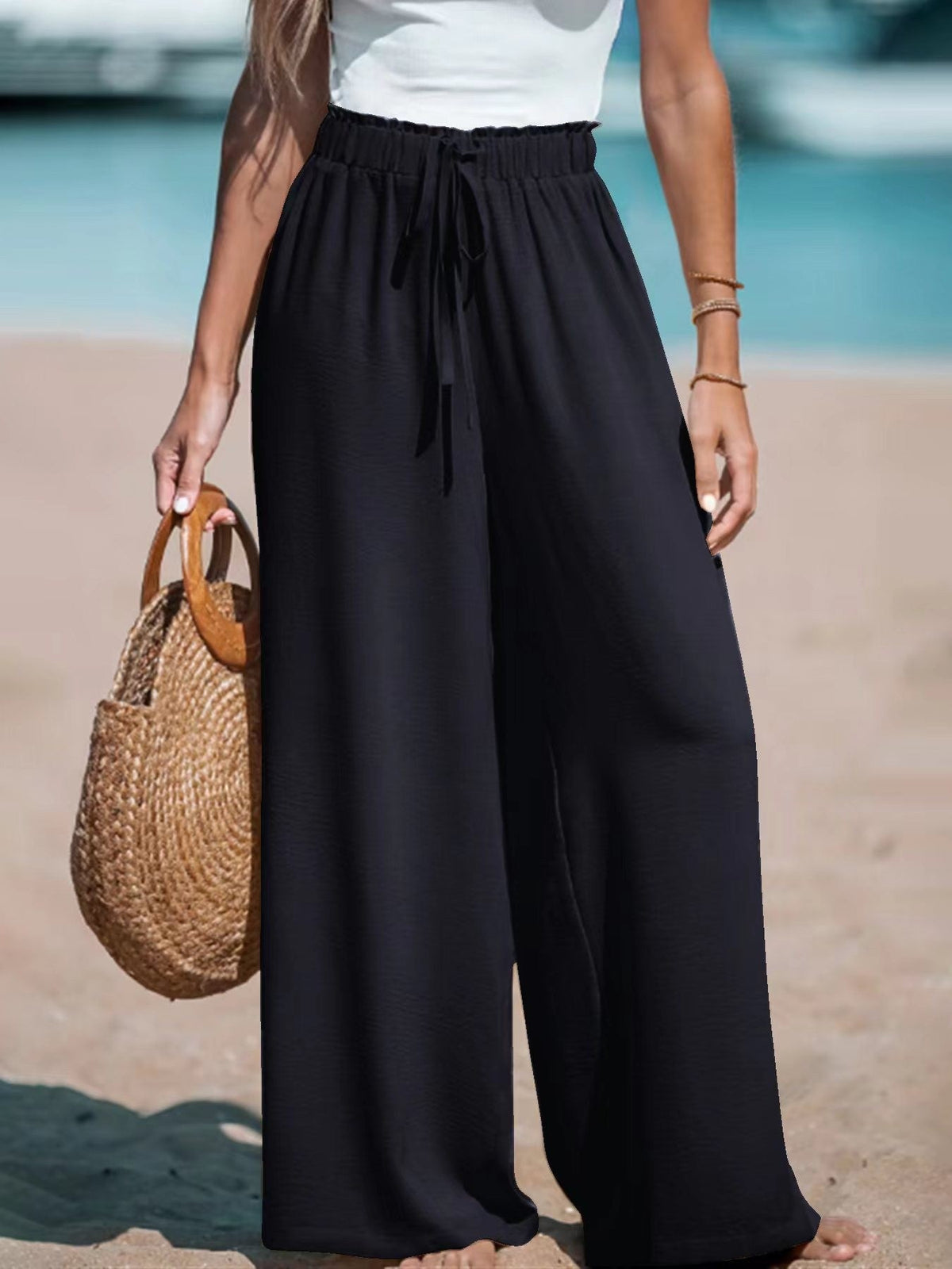 Pantalón ancho holgado para todo el año, cómodo y con estilo, ideal para la playa