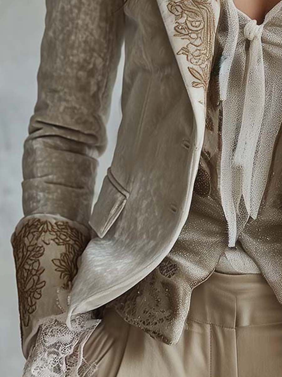 Blazer de sastre marfil bordado Constance