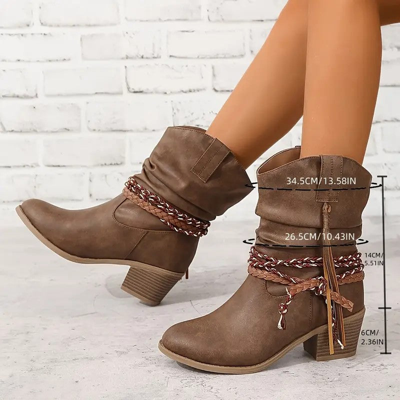 Botines camperos vintage con flecos