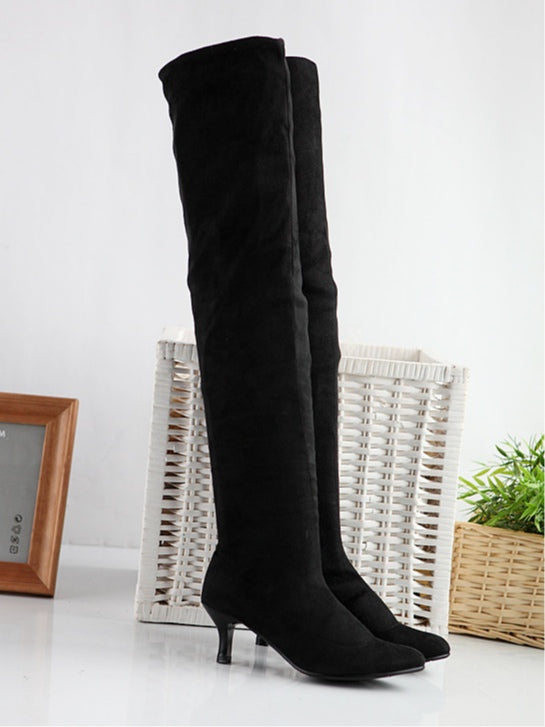 Botas altas de ante en color liso