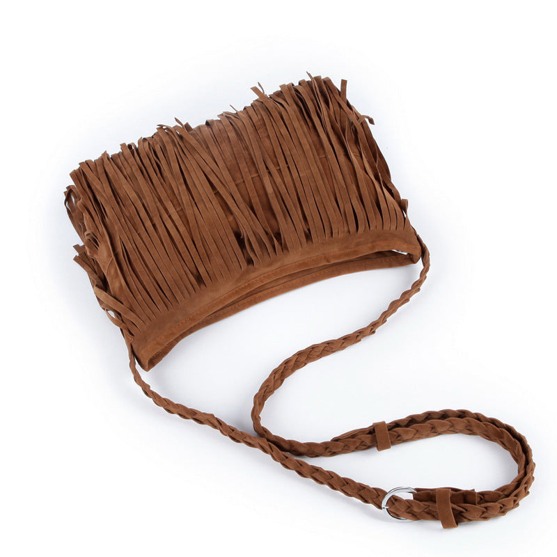 Bolso bandolera de hombro con borlas