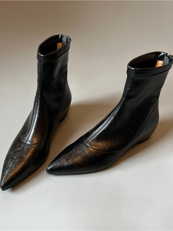 Botas elásticas de microfibra con cuña y cremallera trasera