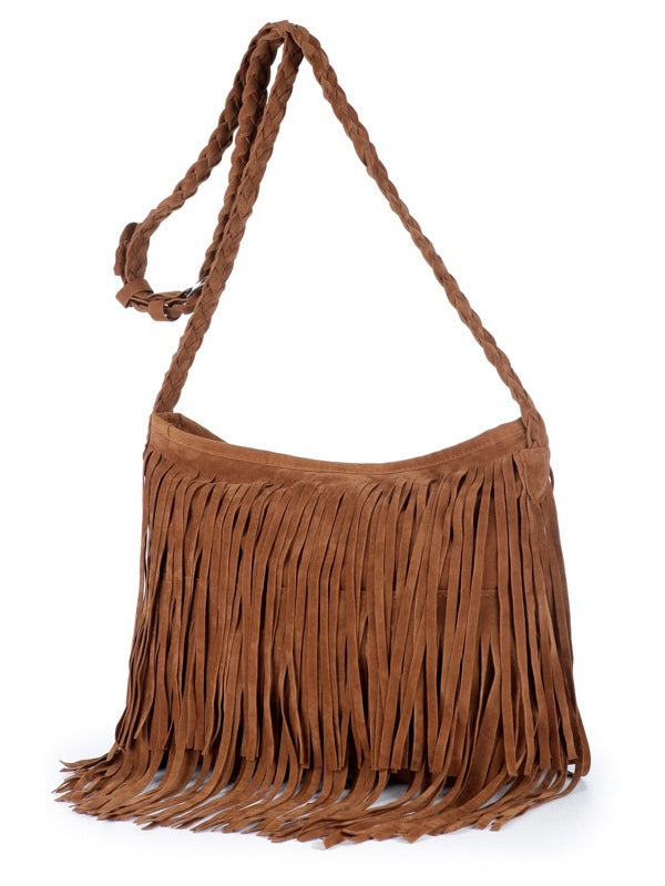 Bolso bandolera de hombro con borlas