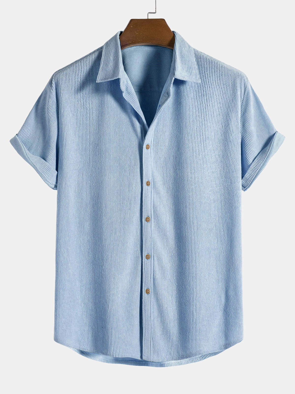 Camisa y pantalones cortos de pana con botones y mangas cortas